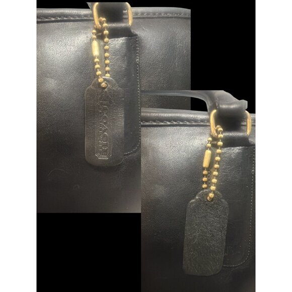 VTG Coach Slim Satchel Std 9430 Black Leather Brass Handled Portfolio 70s NYC - Picture 9 of 10
